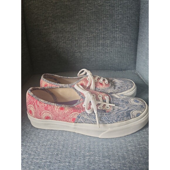 Vans Old Skool Skater Shoes Red & Blue Print Women's 5.5 - Picture 1 of 11